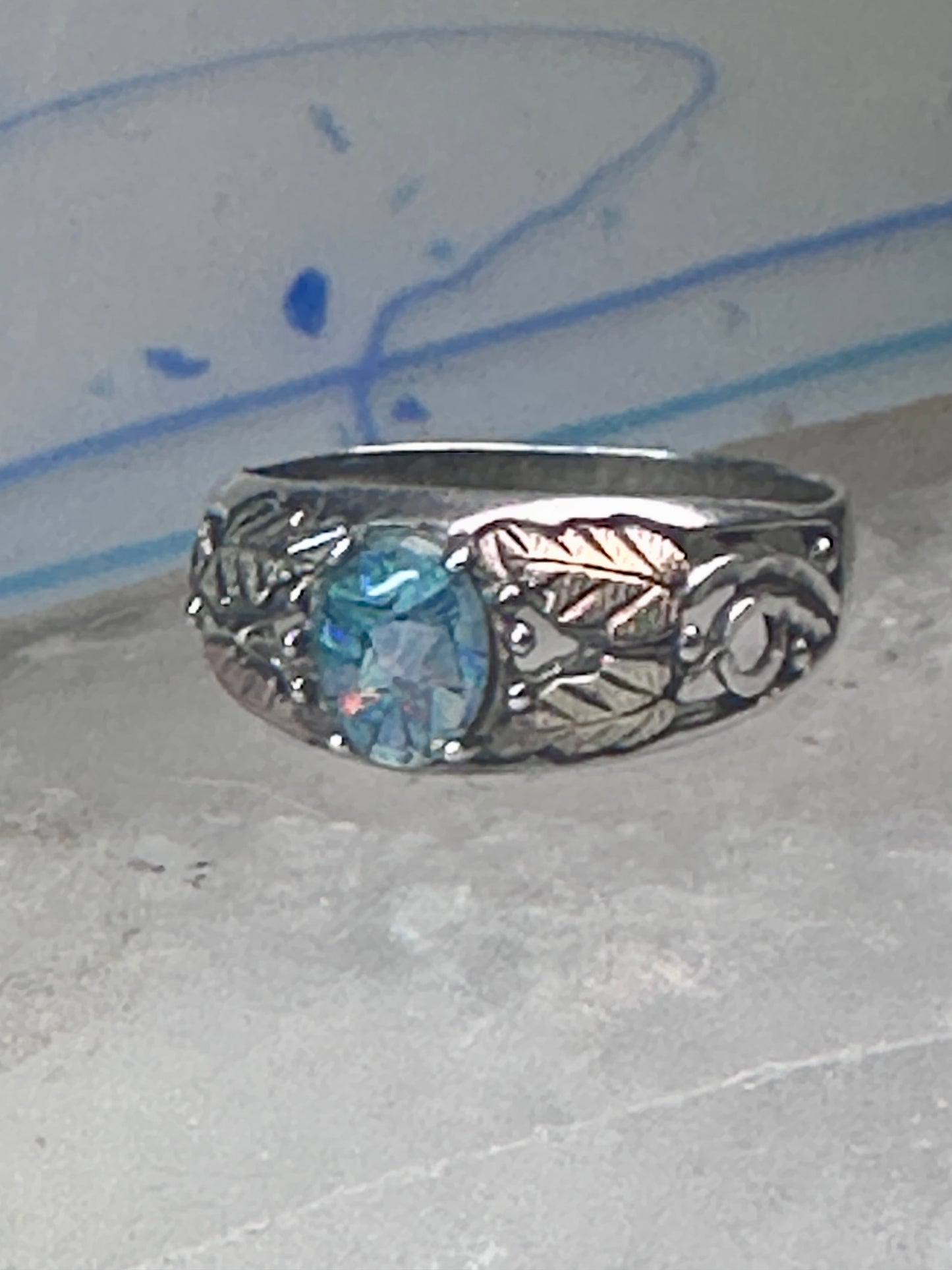 Black Hills Gold opal ring wedding band size 11 sterling silver women men