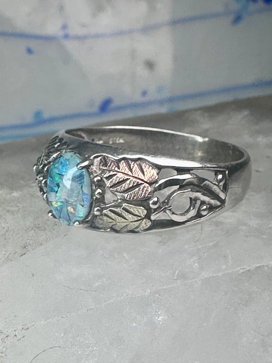 Black Hills Gold opal ring wedding band size 11 sterling silver women men