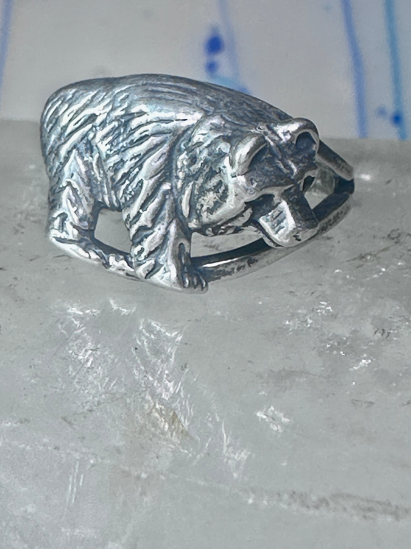 Bear ring vintage band sterling silver size 7.50 women girl