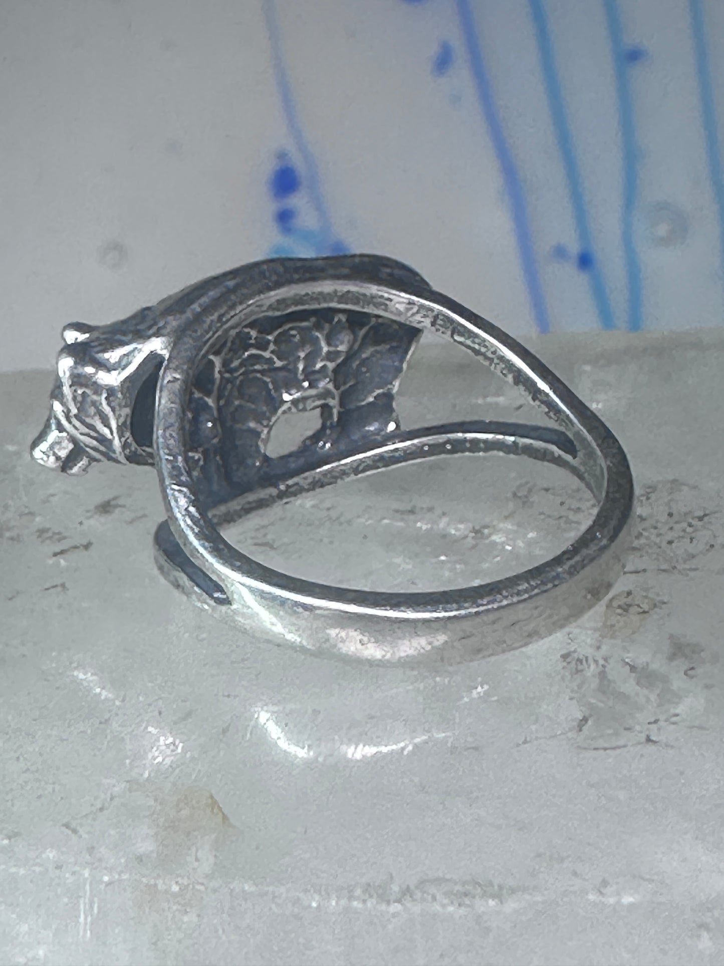 Bear ring vintage band sterling silver size 7.50 women girl
