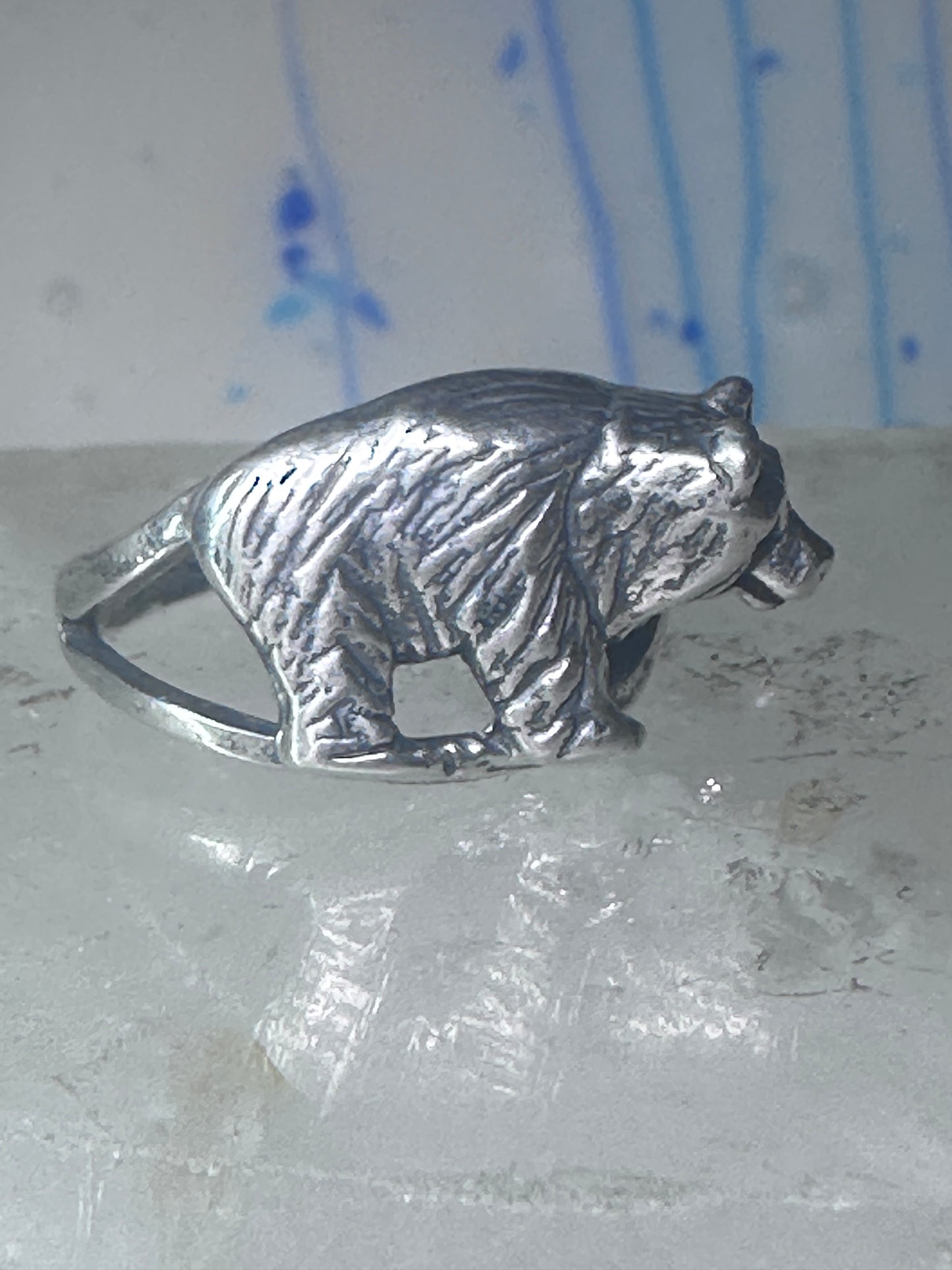 Bear ring vintage band sterling silver size 7.50 women girl
