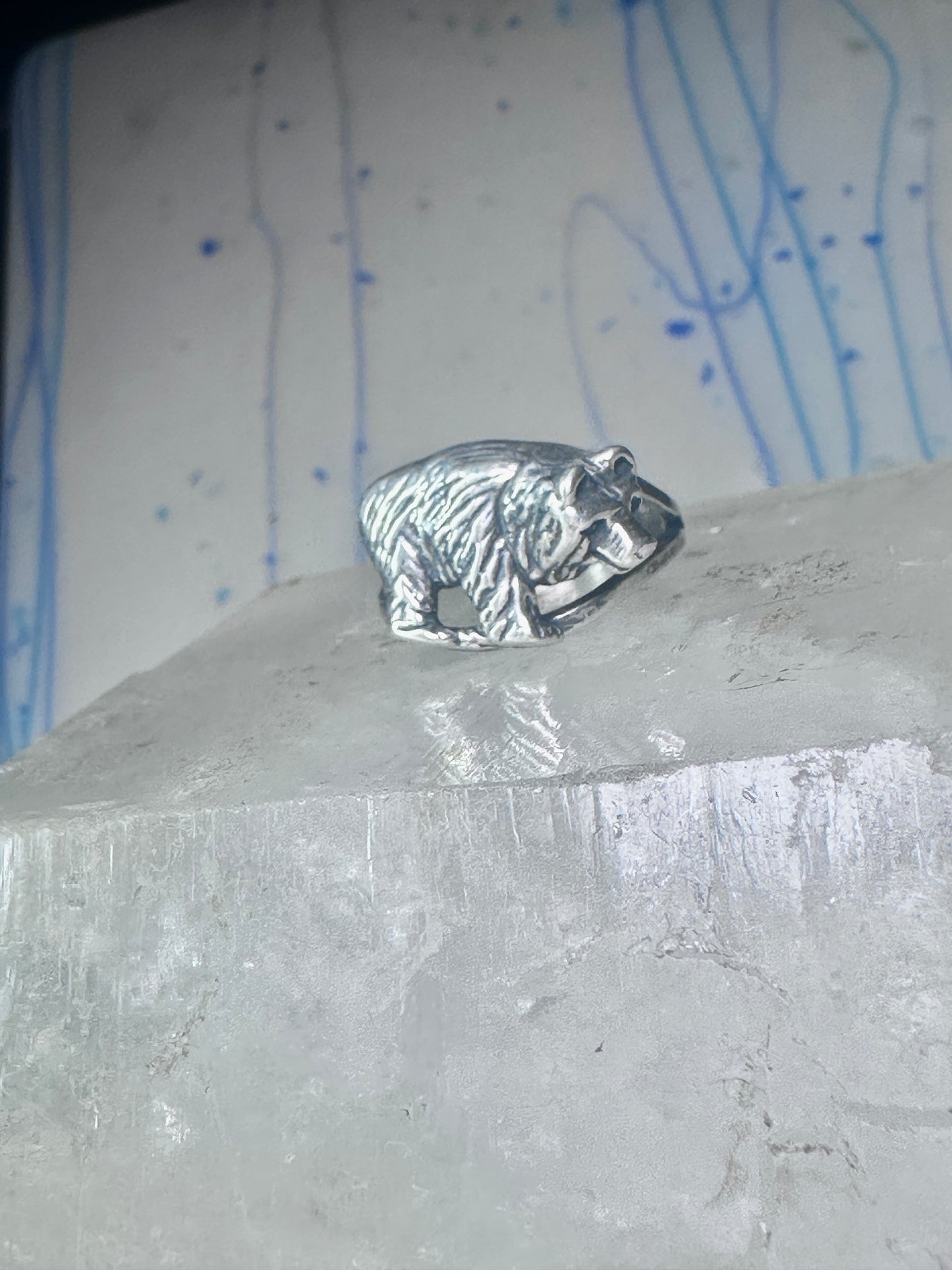 Bear ring vintage band sterling silver size 7.50 women girl