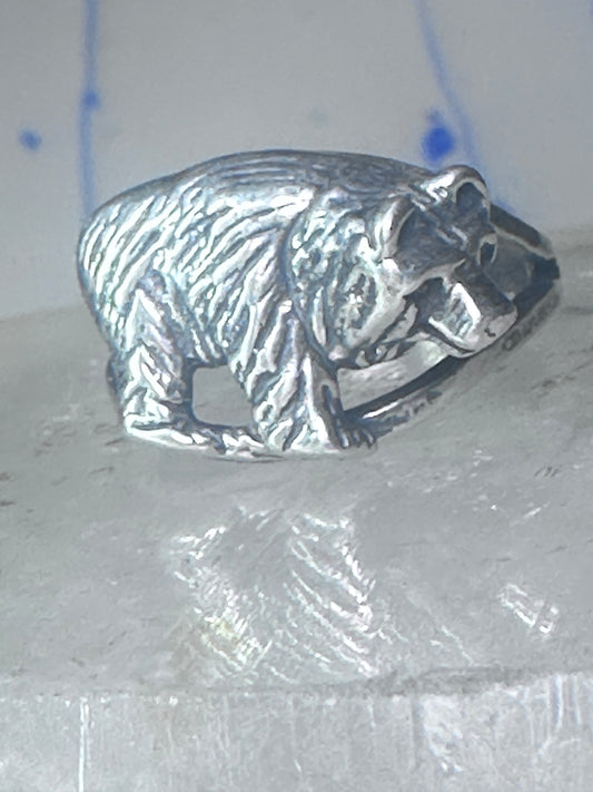 Bear ring vintage band sterling silver size 7.50 women girl