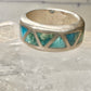 Turquoise ring Zuni wedding band size 4 sterling silver women