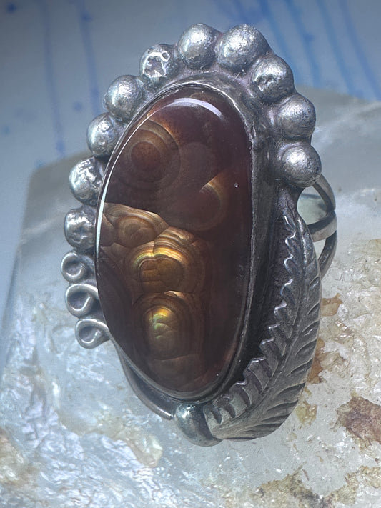 Fire Agate ring Navajo sterling silver  beaded design size 5 women girls