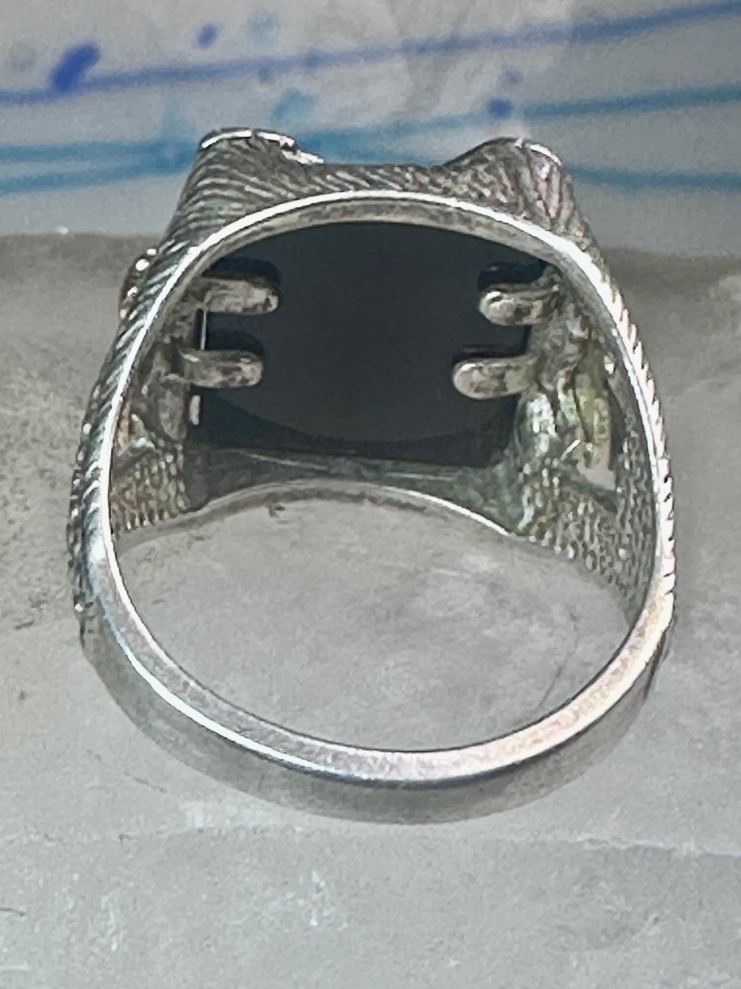 Eagle Ring Black Hills Gold onyx band size 8.75 sterling silver women men