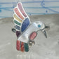 Vintage Sterling Silver MOP Multi Stone Inlay Hummingbird Ring Size 8 925