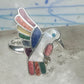 Vintage Sterling Silver MOP Multi Stone Inlay Hummingbird Ring Size 8 925