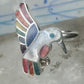 Vintage Sterling Silver MOP Multi Stone Inlay Hummingbird Ring Size 8 925