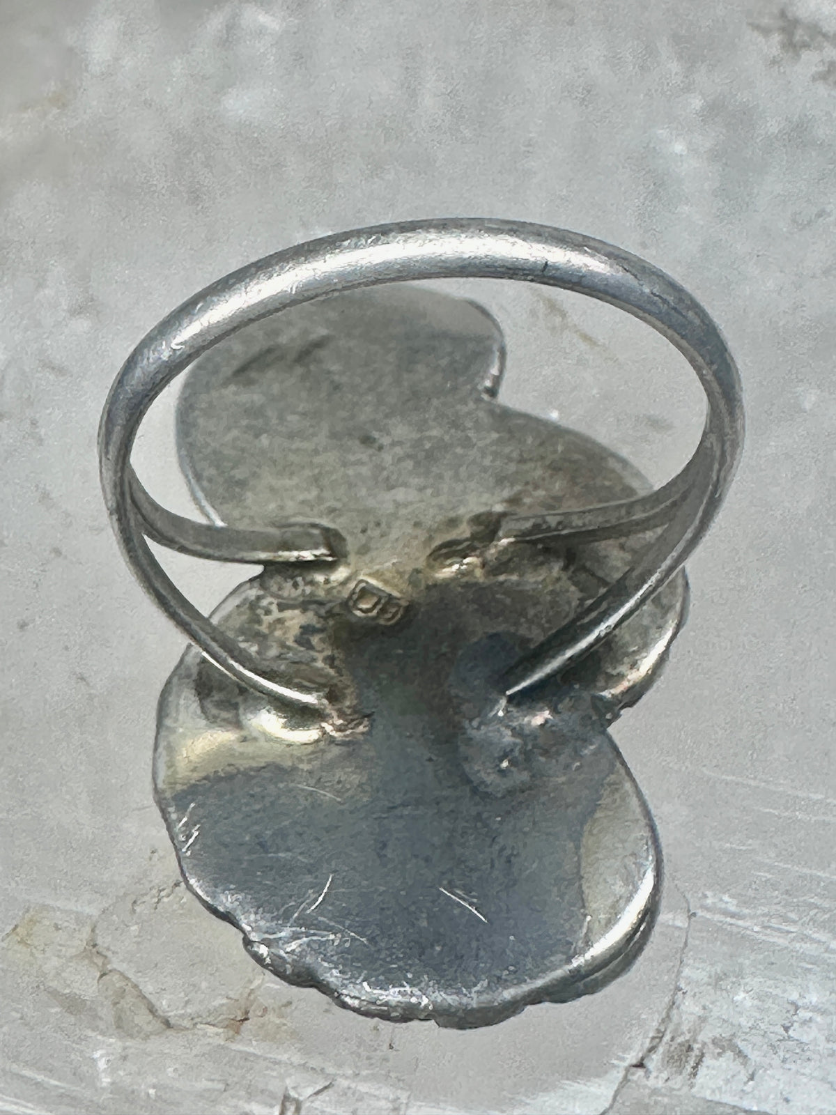 Vintage Sterling Silver Native American Leaf Statement Ring Curved Feathers Size 6 925