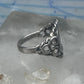 Vintage Sterling Silver Cherub Angel Cameo Ring Rope Trim Statement Size 4.75 925