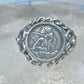 Vintage Sterling Silver Cherub Angel Cameo Ring Rope Trim Statement Size 4.75 925