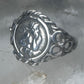 Vintage Sterling Silver Cherub Angel Cameo Ring Rope Trim Statement Size 4.75 925