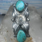 Vintage Margaret Lee Signed ML Sterling Silver Native American Turquoise Two Stone Elongated Ring Size 4.25 925