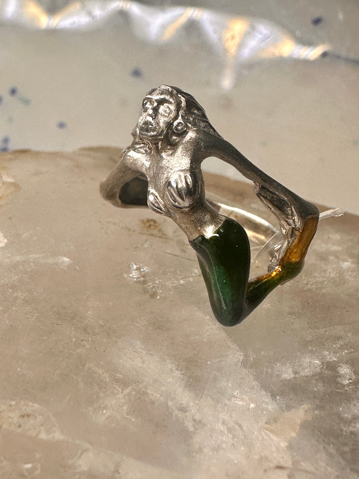 Mermaid ring nude lady band size 8 sterling silver women