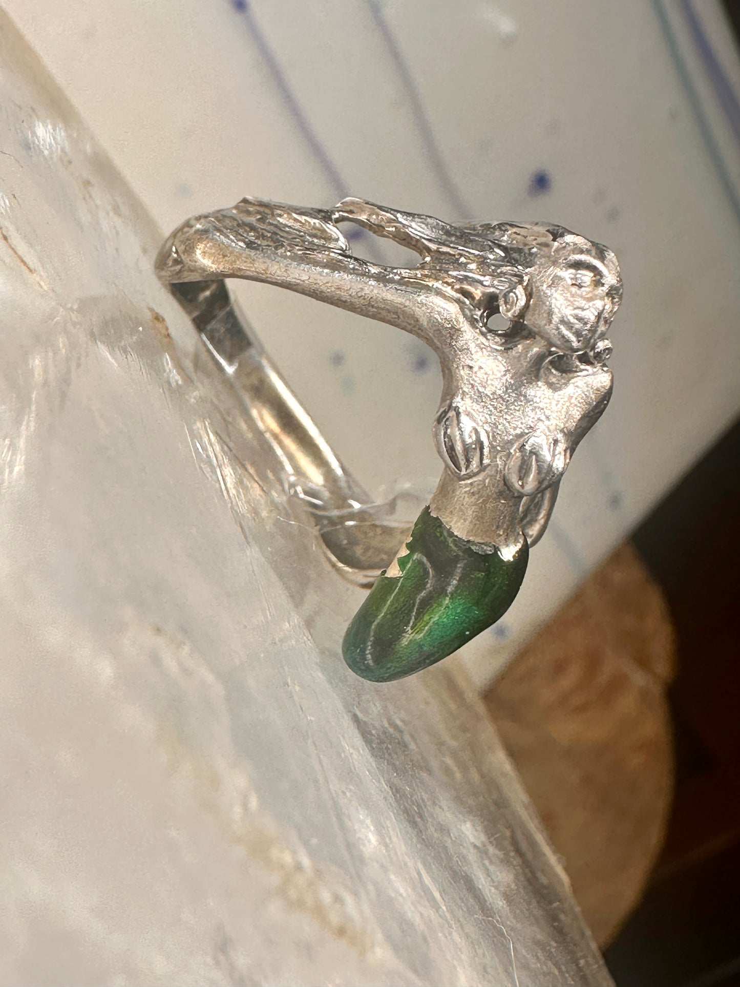 Mermaid ring nude lady band size 8 sterling silver women