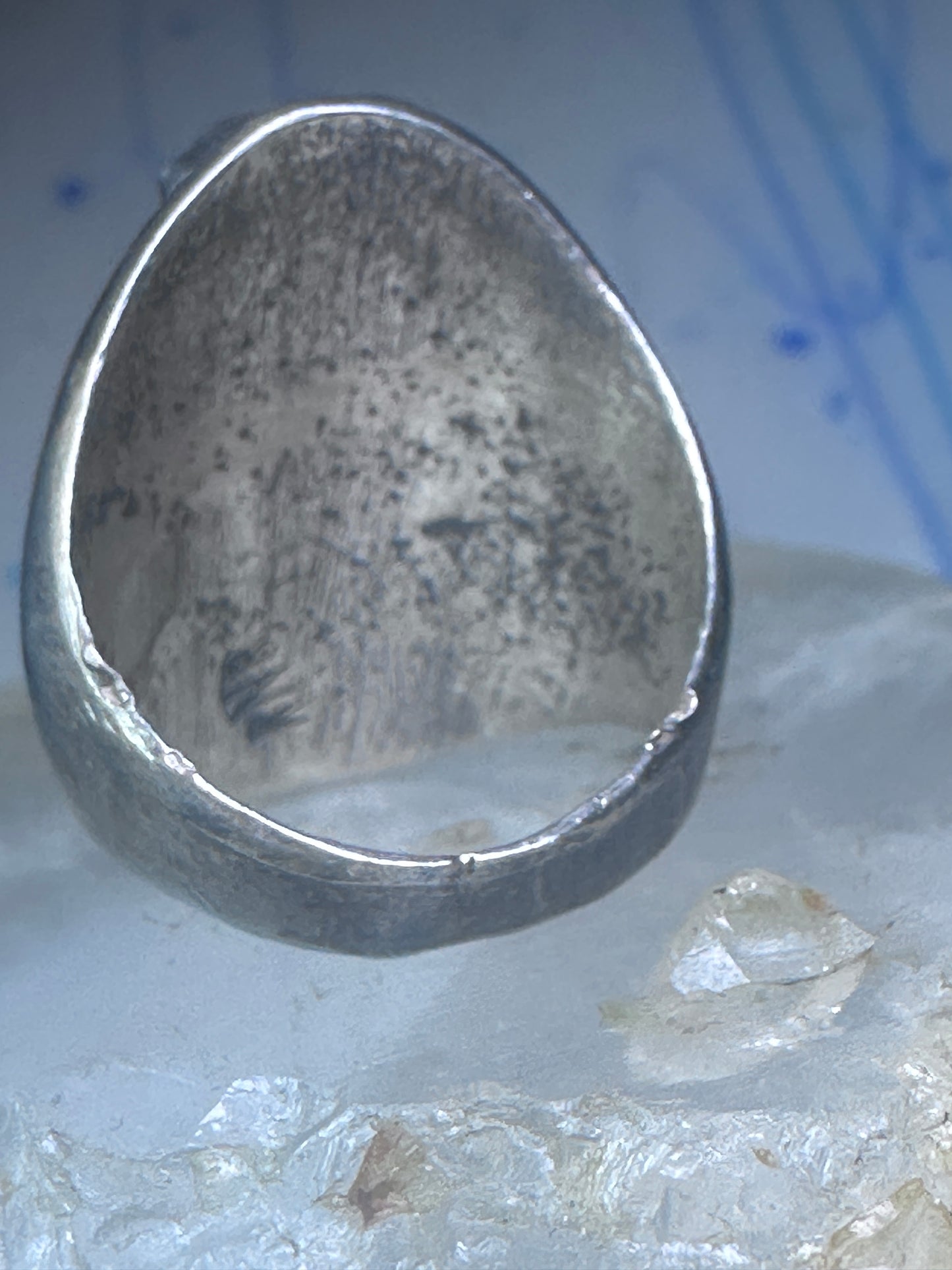 Navajo turquoise ring Heavy band sterling silver size 9 women men