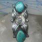 Vintage Margaret Lee Signed ML Sterling Silver Native American Turquoise Two Stone Elongated Ring Size 4.25 925