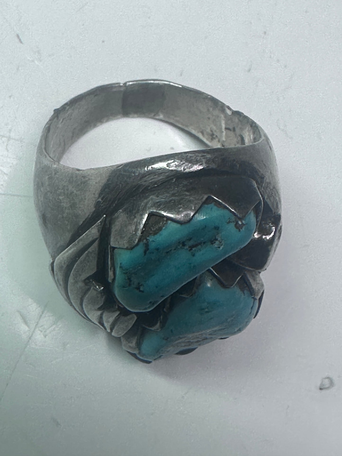 Navajo turquoise ring Heavy band sterling silver size 9 women men