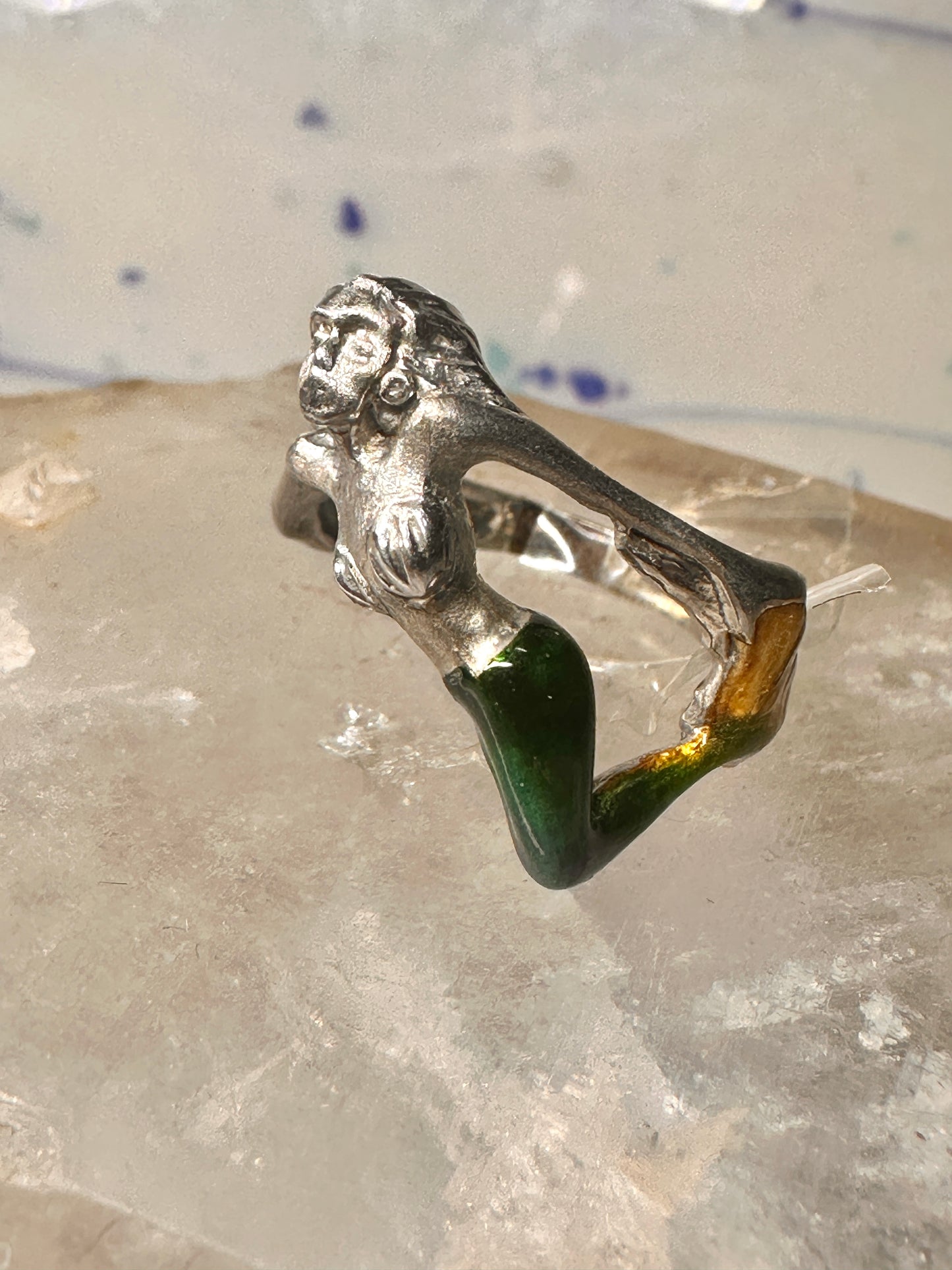 Mermaid ring nude lady band size 8 sterling silver women