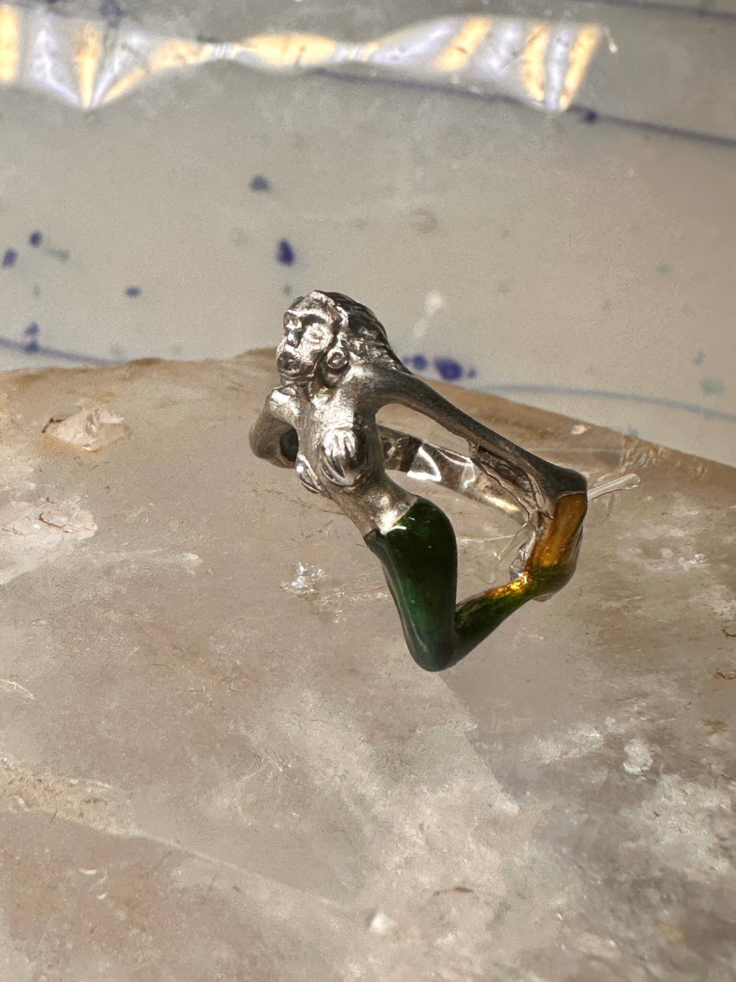 Mermaid ring nude lady band size 8 sterling silver women