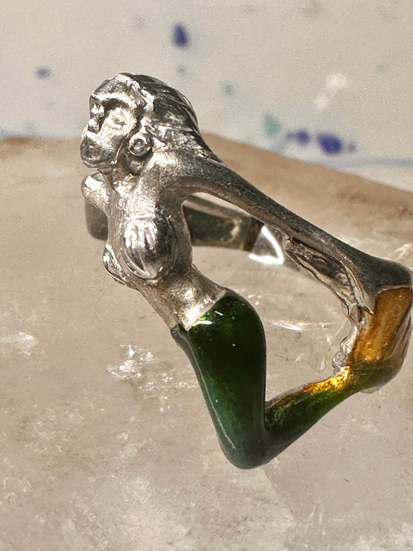 Mermaid ring nude lady band size 8 sterling silver women