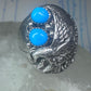 Navajo turquoise Eagle ring vintage heavy band sterling silver size 11.75 women men