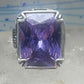 Vintage Sterling Silver Purple Amethyst Glass Cocktail Ring  Size 10.75 925