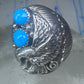 Navajo turquoise Eagle ring vintage heavy band sterling silver size 11.75 women men