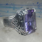 Vintage Sterling Silver Purple Amethyst Glass Cocktail Ring  Size 10.75 925