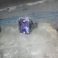 Vintage Sterling Silver Purple Amethyst Glass Cocktail Ring  Size 10.75 925