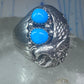 Navajo turquoise Eagle ring vintage heavy band sterling silver size 11.75 women men