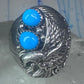 Navajo turquoise Eagle ring vintage heavy band sterling silver size 11.75 women men