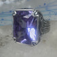 Vintage Sterling Silver Purple Amethyst Glass Cocktail Ring  Size 10.75 925