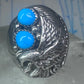 Navajo turquoise Eagle ring vintage heavy band sterling silver size 11.75 women men