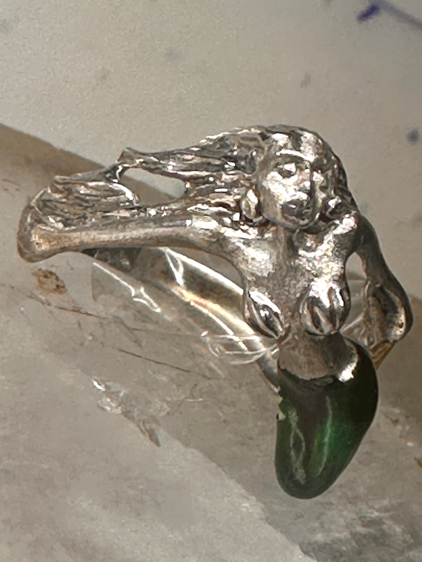 Mermaid ring nude lady band size 8 sterling silver women