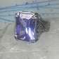 Vintage Sterling Silver Purple Amethyst Glass Cocktail Ring  Size 10.75 925