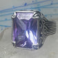 Vintage Sterling Silver Purple Amethyst Glass Cocktail Ring  Size 10.75 925