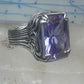 Vintage Sterling Silver Purple Amethyst Glass Cocktail Ring  Size 10.75 925