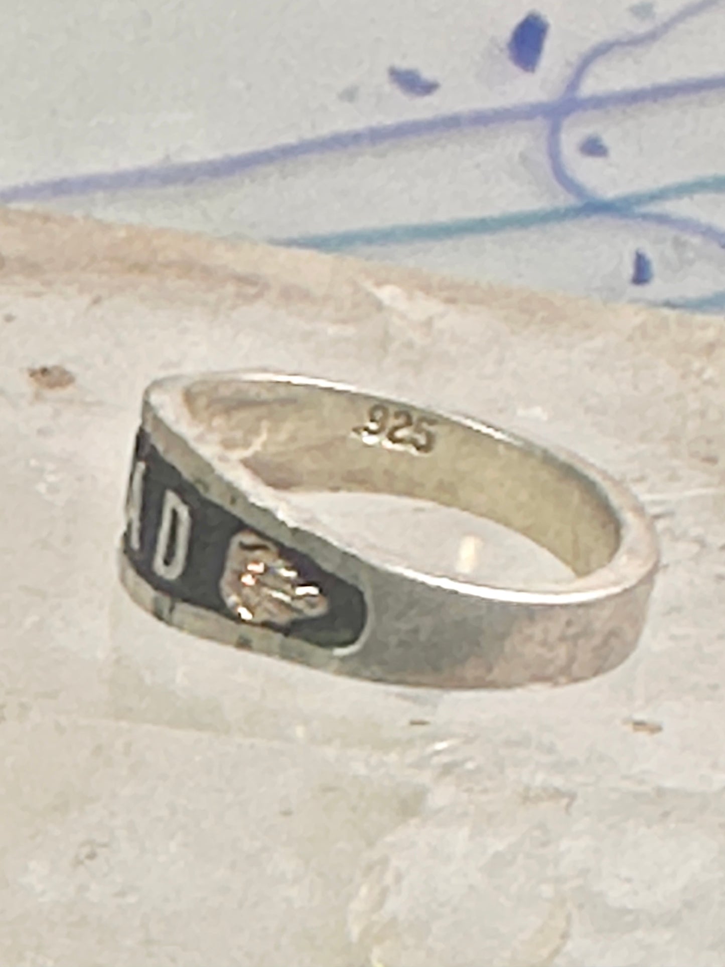 Dad ring Fathers Day Band leaves Size 8 sterling silver men