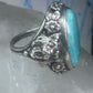 Art Deco Edwardian tiger ring Amazonite floral flowers sterling silver size 3 women girls