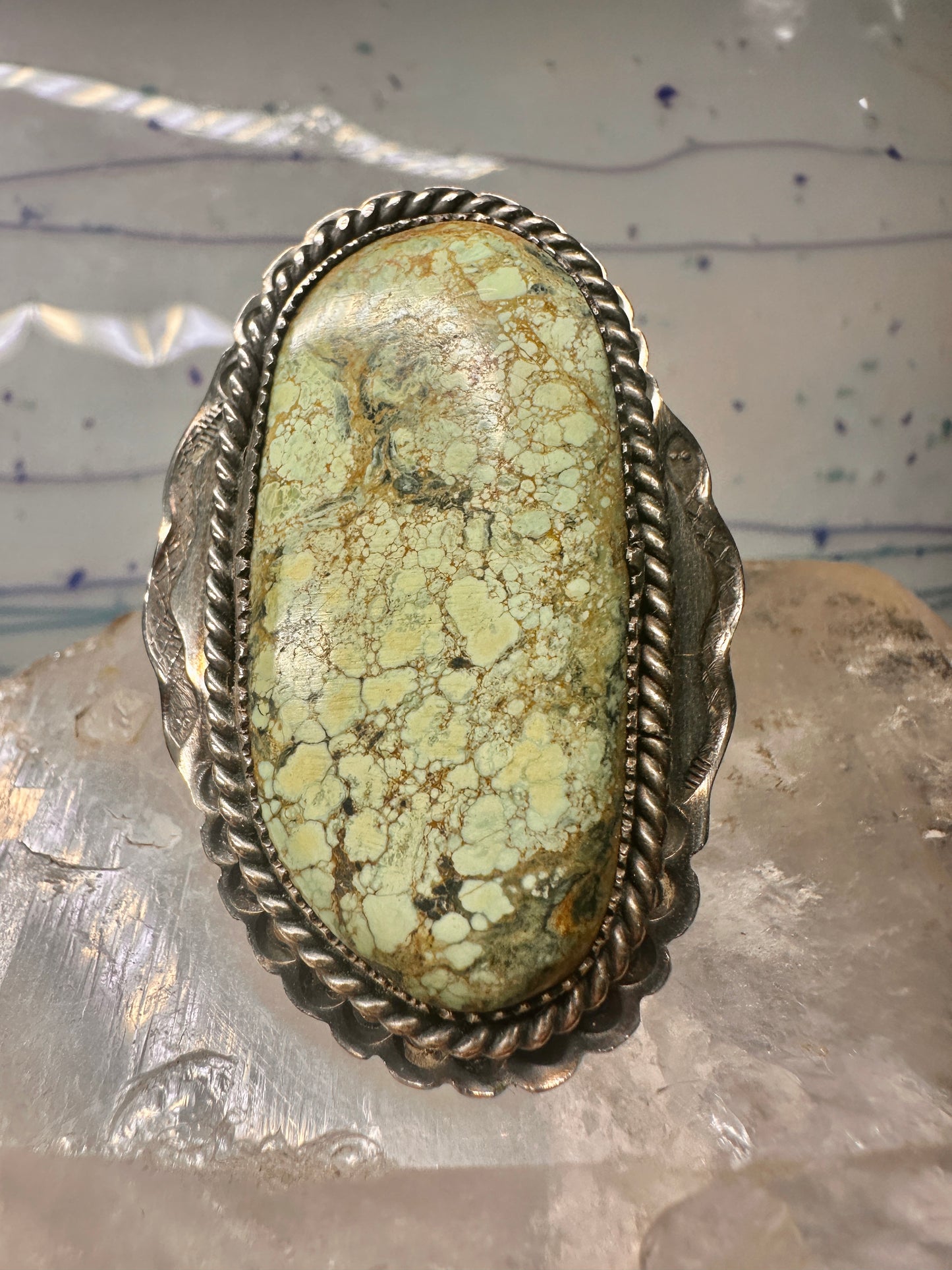 Turquoise ring snakes Navajo sterling silver size 9 women&nbsp;