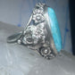 Art Deco Edwardian tiger ring Amazonite floral flowers sterling silver size 3 women girls