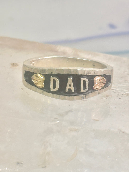 Dad ring Fathers Day Band leaves Size 8 sterling silver men