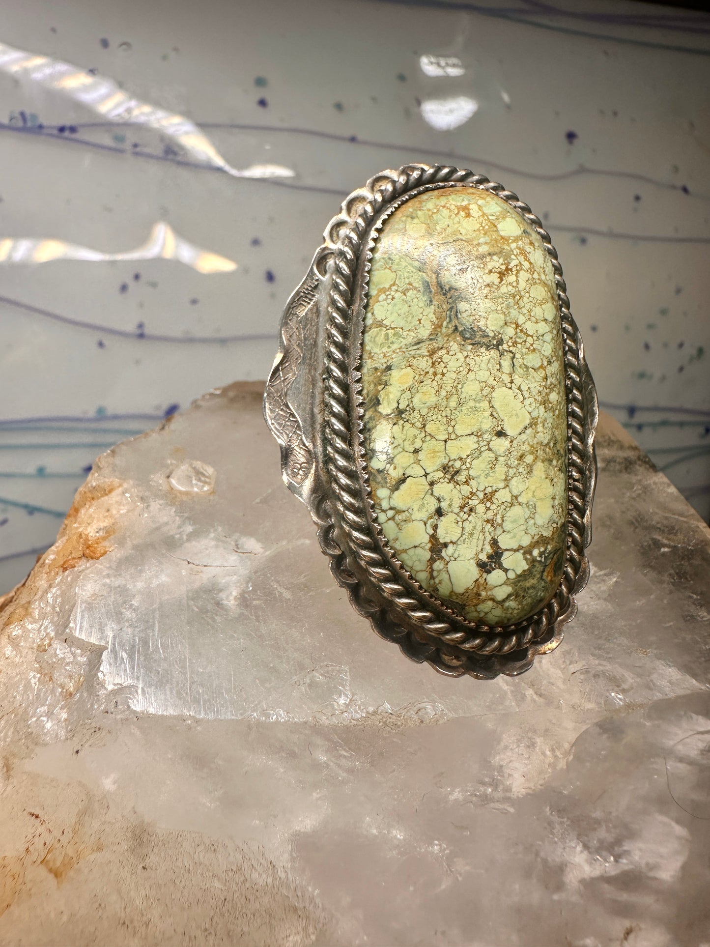 Turquoise ring snakes Navajo sterling silver size 9 women&nbsp;