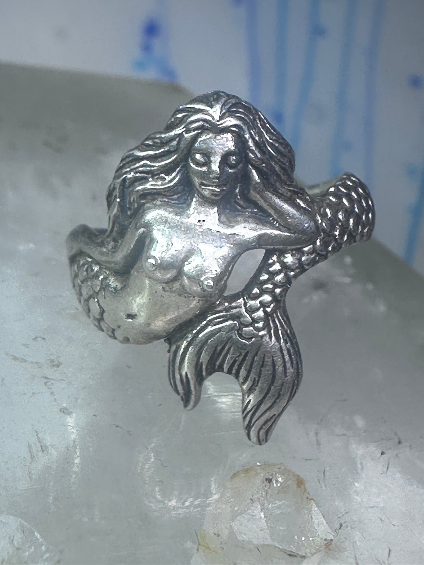 Mermaid ring figurative sterling silver size 5.75 women girls