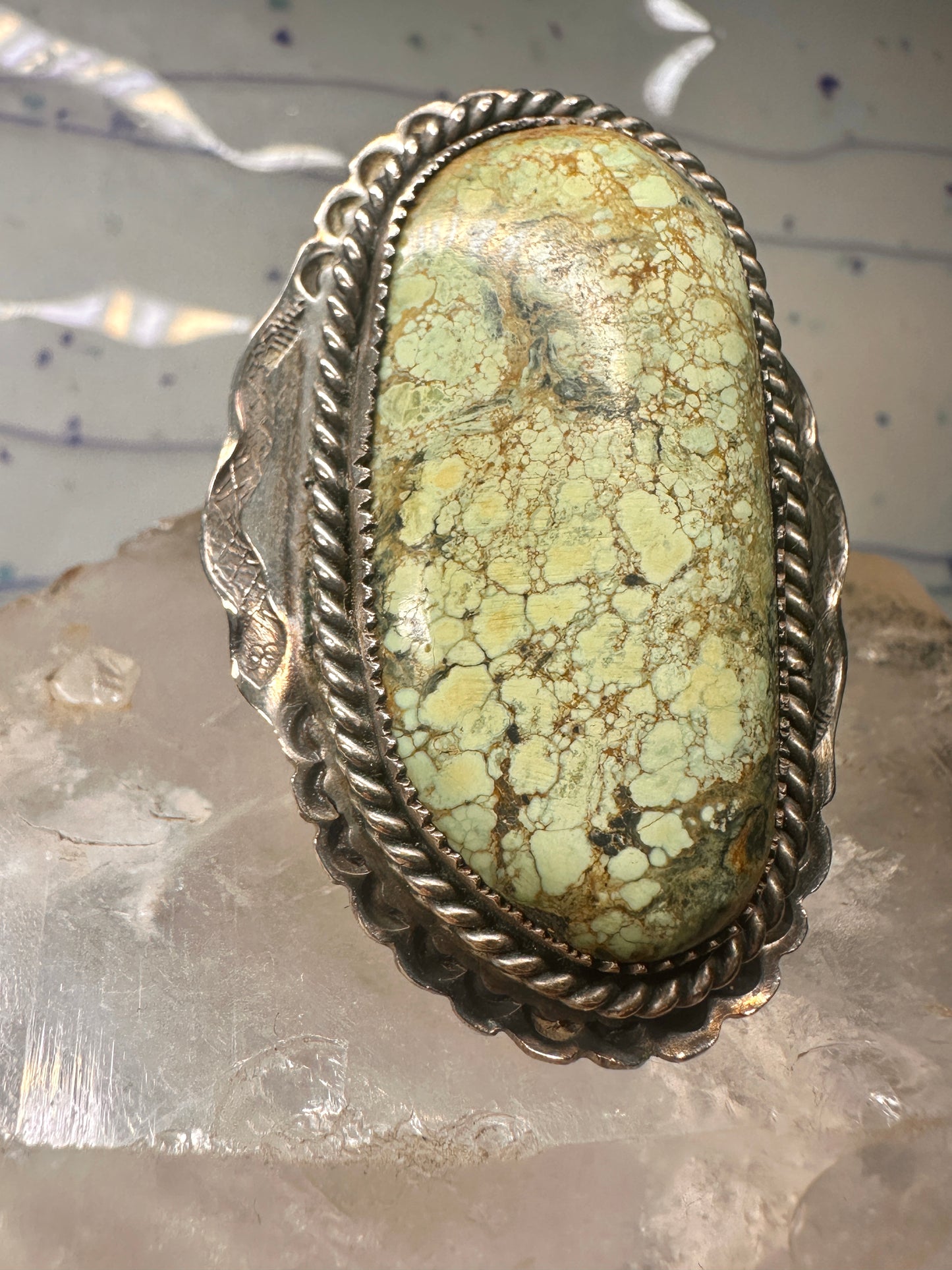 Turquoise ring snakes Navajo sterling silver size 9 women&nbsp;