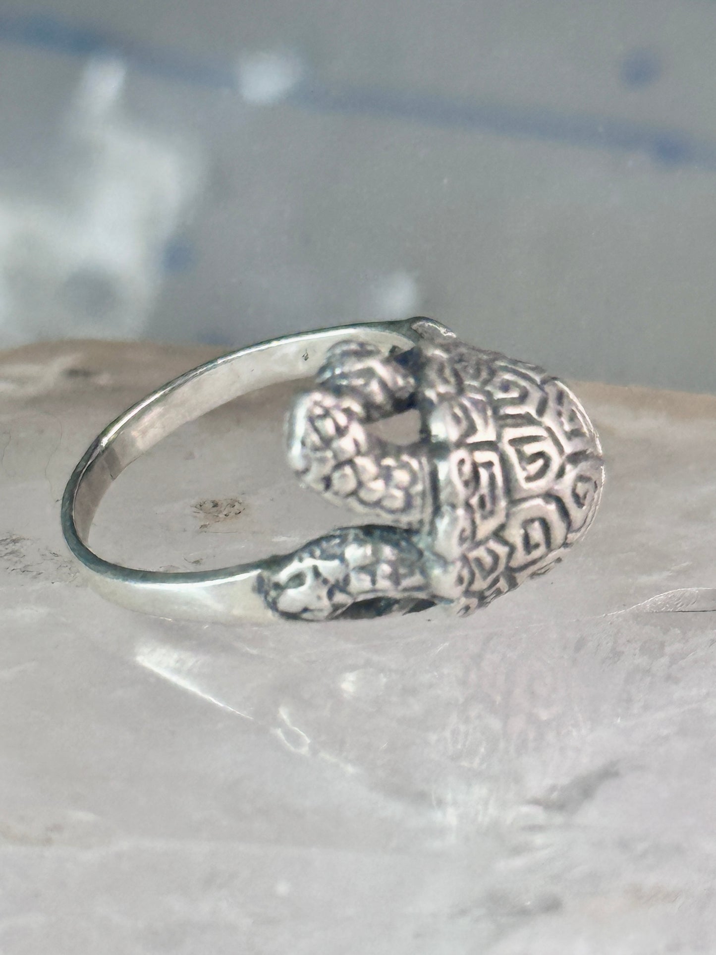 Turtle ring tortoise band size 5.25 sterling silver women girls