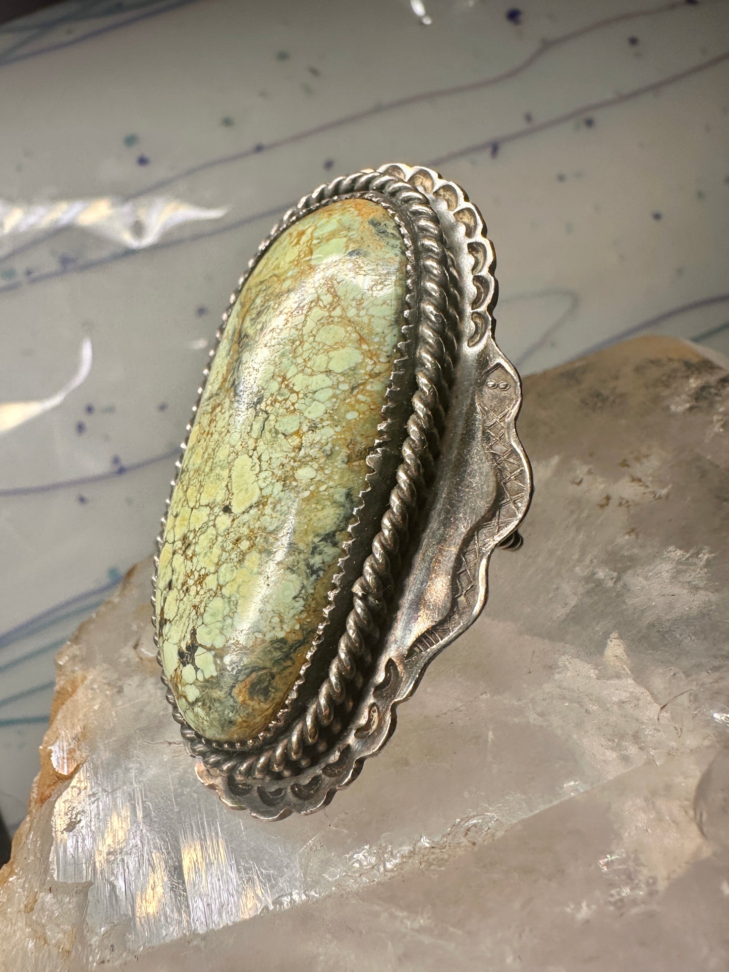 Turquoise ring snakes Navajo sterling silver size 9 women&nbsp;