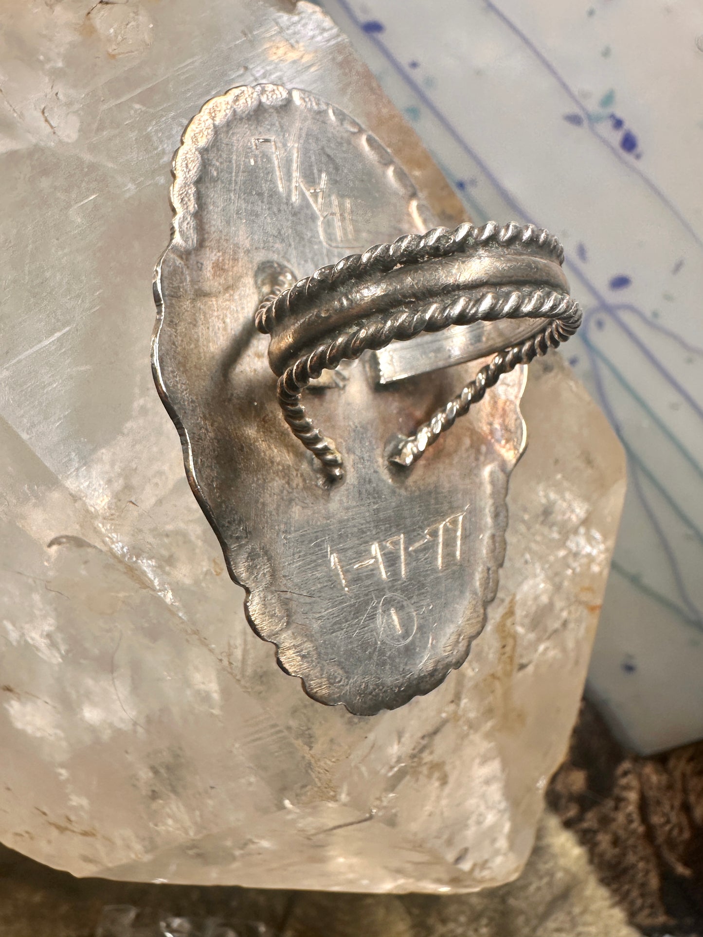 Turquoise ring snakes Navajo sterling silver size 9 women&nbsp;